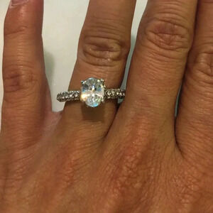 Cubic zirconia & silver plated ring